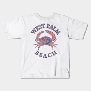 West Palm Beach, Florida, with Stone Crab on Wind Rose (Two-Sided) Kids T-Shirt